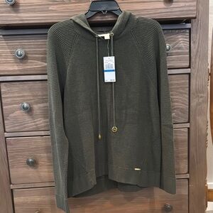 Olive Green Knit Hoodie